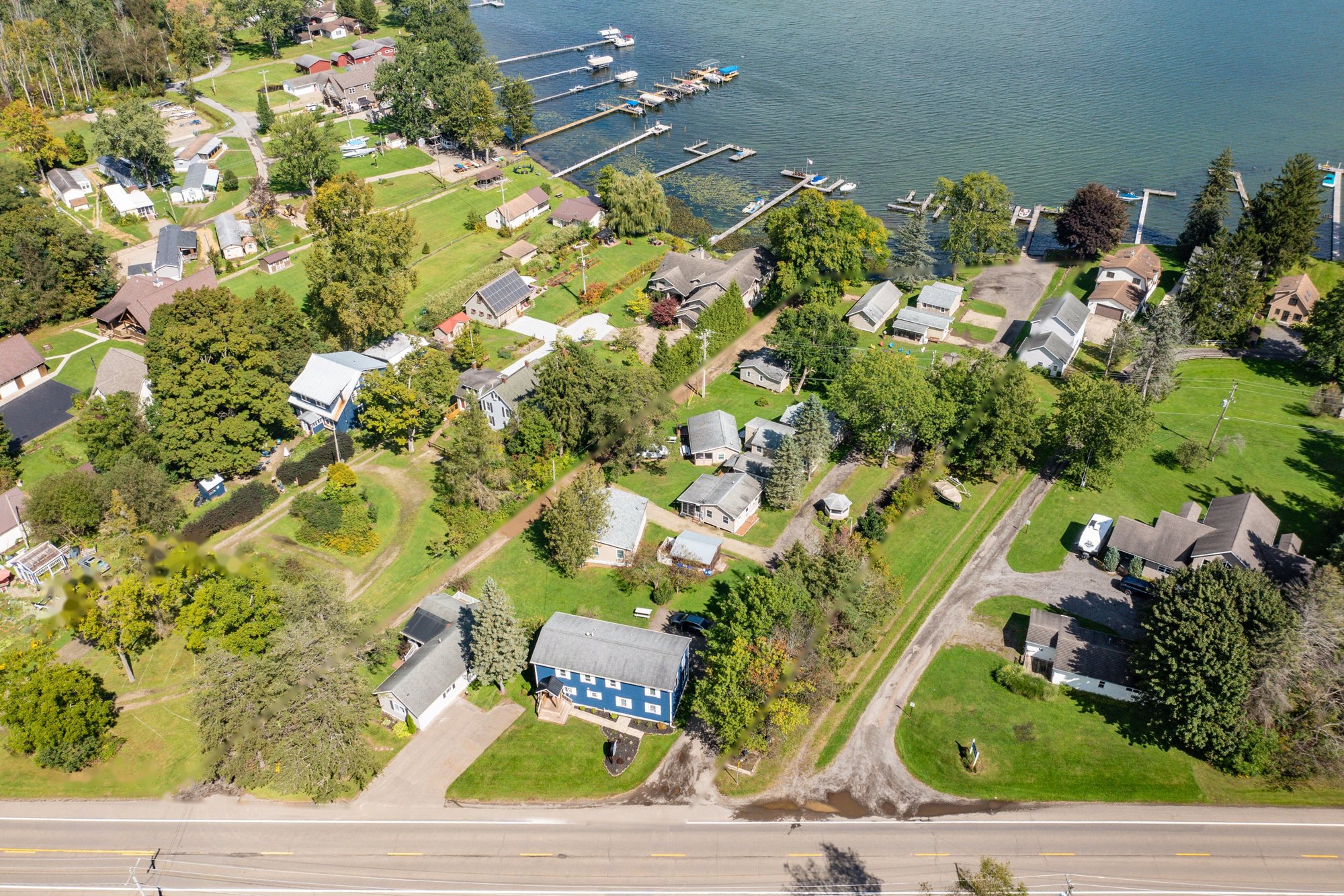 Aerial of the property with each structure labeled